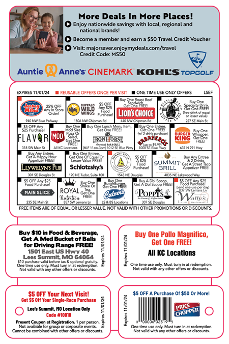 Major Saver discount cards.
